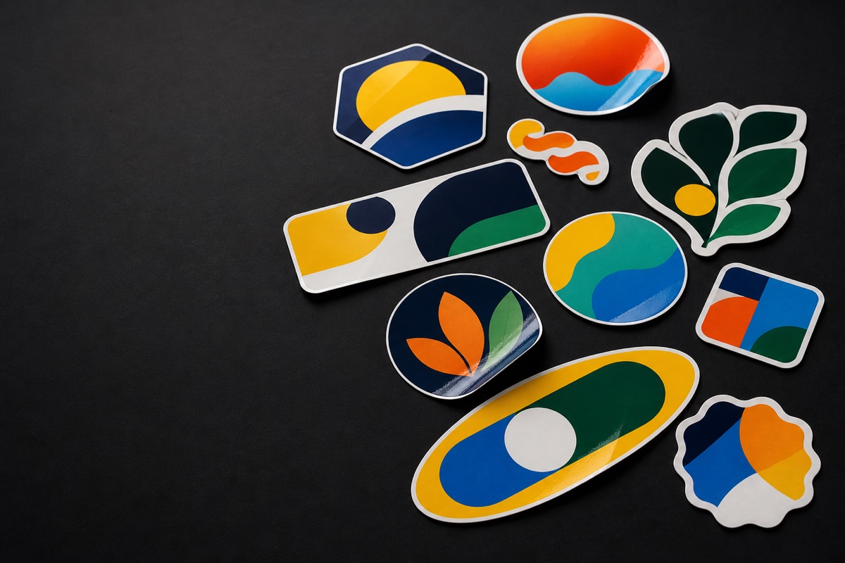 Colorful custom labels, stickers, and decals