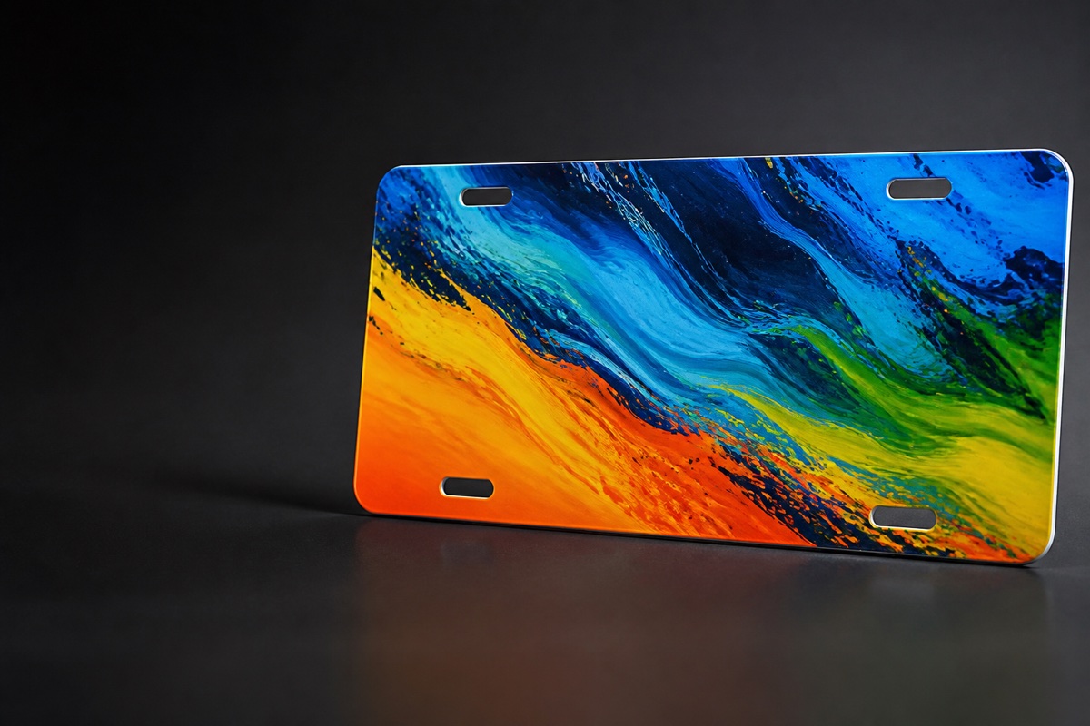 Colorfully printed custom license plate