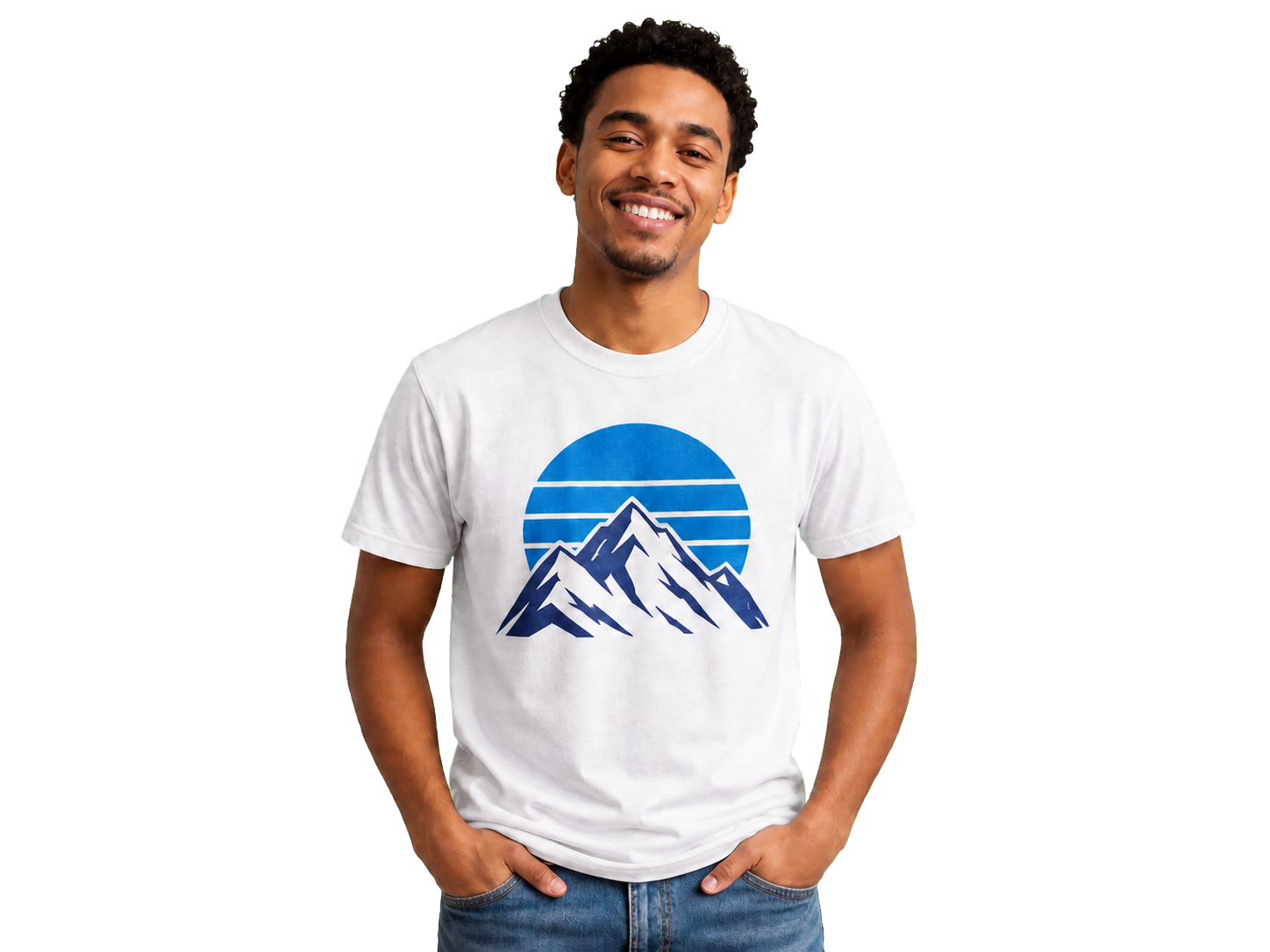 Person wearing a two-color screen-printed T-shirt